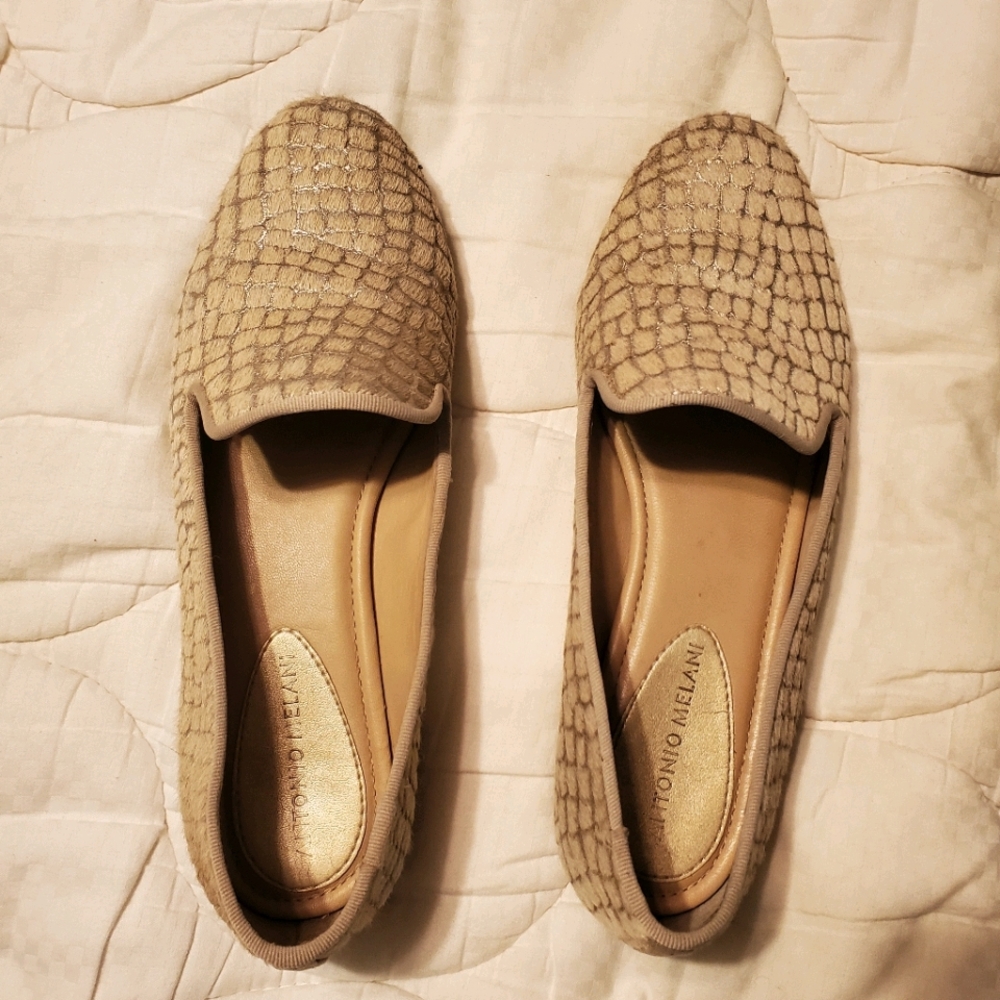 Tan animal print flats